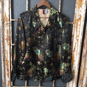 Look East Brown Floral Embroidered Jacket Size 1X